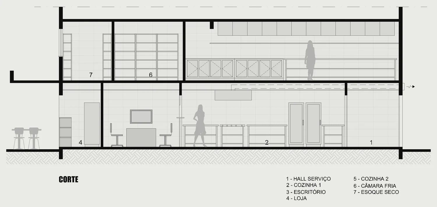 Prancha de desenho 5 do projeto Cozinha Industrial Saladas, Cozinha Industrial, Escritório e Loja para empresa de saladas em potes, Barra da Tijuca, RJ